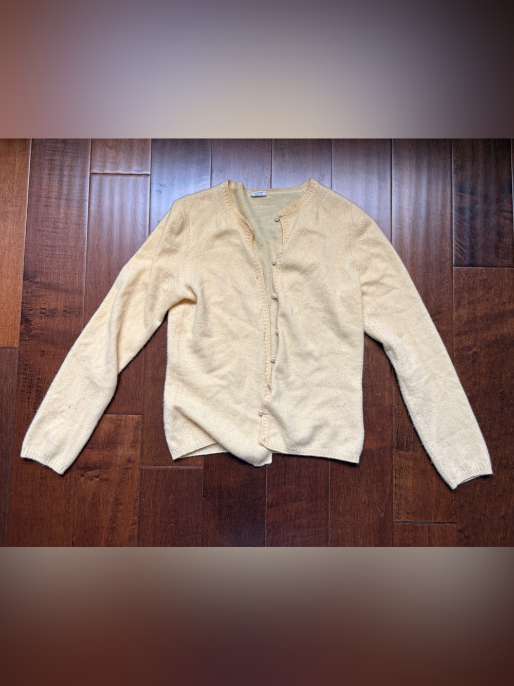 Agnona Italy Butter Yellow Button-Up Cardigan